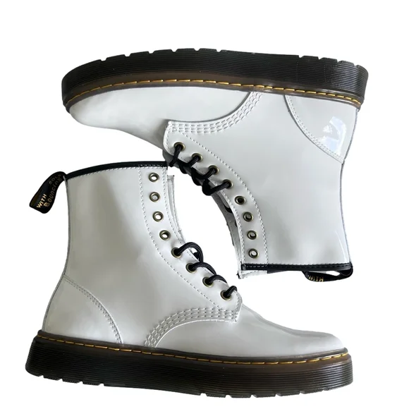 Dr. Martens White Patent Leather Zavala Unisex Boot Size 9 or 8 #249 Dr. Martens Zavala White Leather Combat Boot Size 11 | eBay main image 2